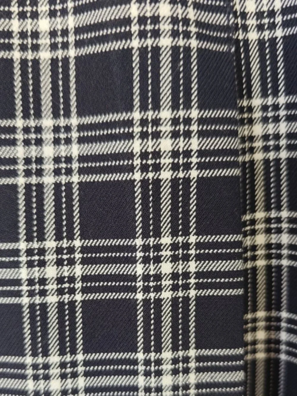 H&M Size 6 Pleated Skirt Dark Academia Navy & White Plaid Mini